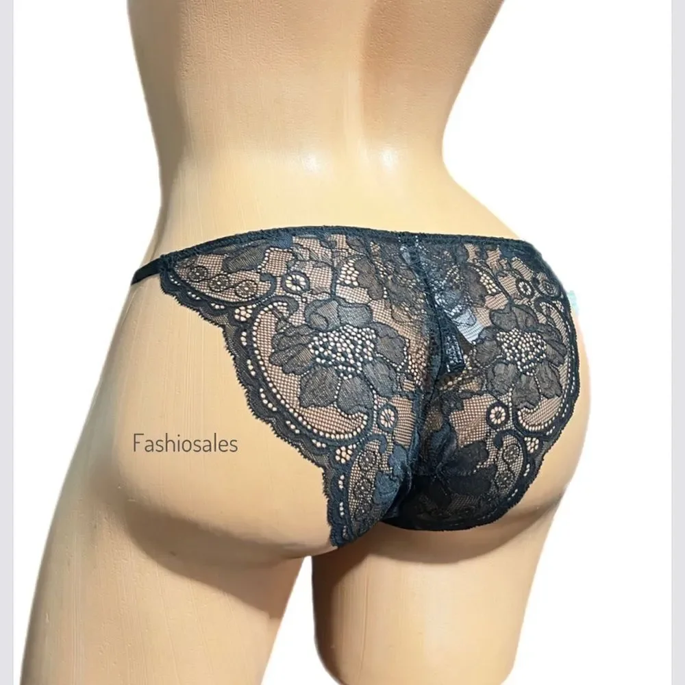 Victorias Secret Very Sexy Sheer Chantilly Lace String Cheekini panty black M